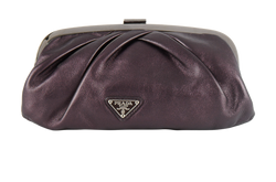 Pleated Clutch, Leather, Purple, MII, 2*